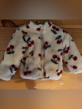 F&F baby girl fleece Jacket in Cream with cherry